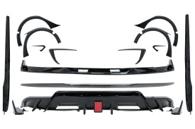 Pachet Exterior Complet de Extensii compatibil cu Tesla Model 3 2017-2022 Prelungire Bara Fata cu Difuzor de aer si Eleron Negru Lucios