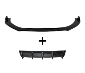 Pachet exterior Prelungire bara fata universala, spoiler, negru, model MEGANE si Difuzor auto de bara universal culoare Negru Lucios