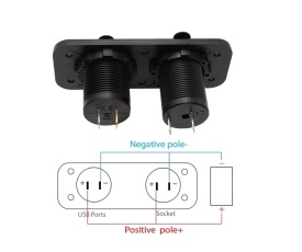 Panou universal pentru montare in bord cu 2 incarcatoare USB 4.2A cu iesire de 12V si priza bricheta pentru masina, rulota, barca etc. - Img 3