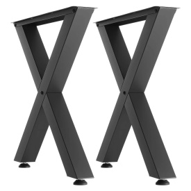 Picioare de masa, 750 mm inaltime x 760 mm latime, picioare de mobilier din otel, design modular, asamblare usoara, sarcina maxima 1000 kg, pentru birou, mese de bar, banc de lucru, 2 bucati, cadru în X, culoare negru - Img 11