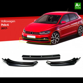 Prelungire bara fata compatibila VW POLO 2018->, 4 piese buza neagra - Img 2