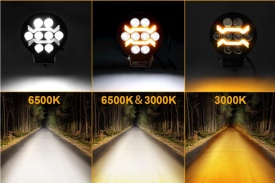 Proiector LED rotund, 12-24V universal, lumina alba, pozitie galbena, 1500LM, pentru camioane tractor rollbar offroad ATV jeep utilaje agricole - Img 7