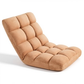 Scaun de podea, scaun de gaming pliabil cu 14 pozitii reglabile si spatar, cadru metalic robust cu spuma reciclata si suprafata din fleece coral, multifunctional pentru citit, relaxare, culoare maro - Img 8