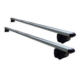 Set 2 bare portbagaj transversale universale, deschidere 129 cm, cu prindere pe bare longitudinale inaltate, culoare argintiu
