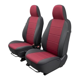 Set 2 huse scaune auto pentru fata, material textil, negru cu rosu