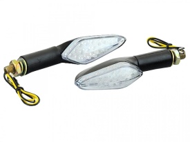 Set 2 lampi de semnalizare moto, LED, 12V , brat cauciuc, prindere cu surub M10, E-mark