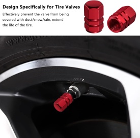 Set 4 capacele pentru ventil auto din aluminiu, culoare rosu - Img 2
