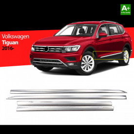 Set 4 ornamente inox bandouri laterale VW Tiguan II 2016-2020 - Img 2