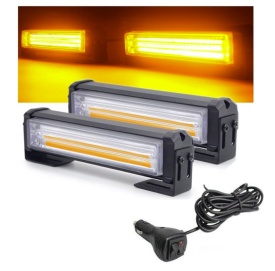 Set bara stroboscop LED de avertizare urgenta 12V-24V 36W, lumina galbena