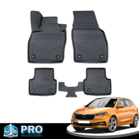 Set covorase auto cauciuc Skoda Fabia 4 IV 2021->, forma tavita 3D - Img 4