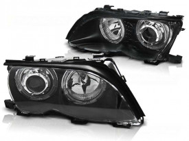 Set Faruri compatibile cu Bmw seria 3 E46 2001-2005 ANGEL EYES LED Negru - Img 1