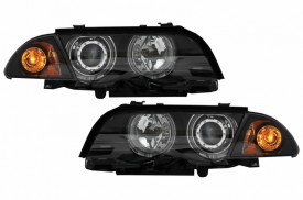 Set faruri LED Angel Eyes compatibil cu BMW Seria 3 E46 2001-2005 Negru - Img 1