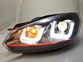 Set faruri LED compatibil cu VW Golf 6 VI 2008-2012 Golf 7 U-Design cu dunga rosie - Img 6