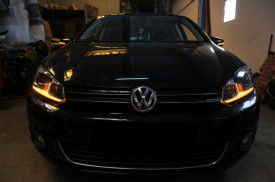 Set Faruri LED compatibil cu VW Golf 6 VI (2008-2013) Facelift G7.5 Design Negru Semnalizare Secventiala LHD - Img 5