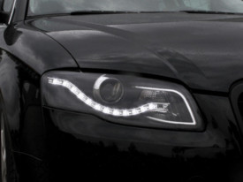 Set Faruri LED DRL compatibil cu Audi A4 B7 2004-2008 DAYLIGHT Negru - Img 5