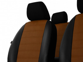 Set huse auto pentru scaune compatibile cu VW Passat B6 2005-2010 combi, piele ecologica negru cu maro - Img 2