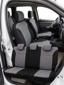 Set huse auto pentru scaune compatibile Dacia Duster I 2014-2017, material textil negru cu gri deschis, Lichidare stoc! - Img 2