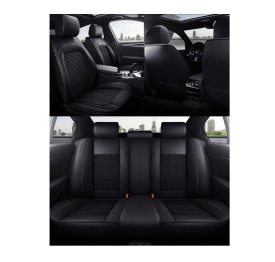Set huse auto scaune universale de lux din piele cu textil, negru pentru scaunele fata si spate - Img 3