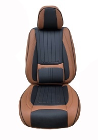 Set huse scaune auto compatibil Audi A3 8P 2003-2012, fata-spate, Piele ecologica Negru cu maro - Img 2