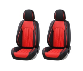 Set huse scaune auto compatibil BMW seria 3 E46 1998-2005, fata-spate, piele ecologica rosu cu negru - Img 2