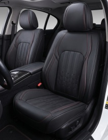 Set huse scaune auto compatibil Dacia Duster II 2018-2023, fata-spate, piele ecologica negru cu cusatura rosie - Img 2