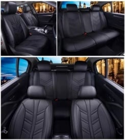 Set huse scaune auto compatibil Nissan Qashqai II 2014-2021, fata-spate, piele ecologica negra - Img 3