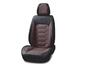 Set huse scaune auto compatibil Suzuki Grand Vitara 2005-2015, fata-spate, Piele ecologica, Negru cu maro - Img 2