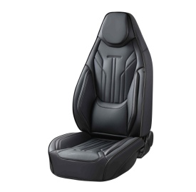 Set huse scaune auto compatibil VW Golf V 2003-2009, fata-spate, piele ecologica cu tetiera integrata, negru - Img 2