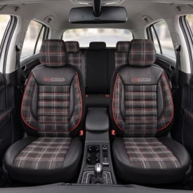 Set huse scaune auto compatibil VW Polo 2017->, fata-spate, Otom Luxury, GTI SPORTS Design, material textil cu piele ecologica