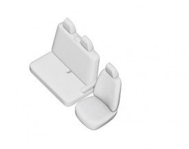 Set huse scaune auto compatibile Renault Trafic 2001-2014, 2015->, 2+1 locuri, piele ecologica cu textil, negru cusatura rosie - Img 2