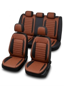 Set huse scaune auto, dedicate VW Passat B8 2015->, piele ecologica negru cu maro