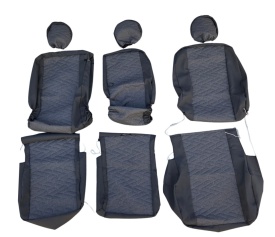 Set huse scaune auto fata 2+1 compatibile cu VW Crafter 2017->, material textil, negru cu gri model sageti, Van, Doka - Img 2
