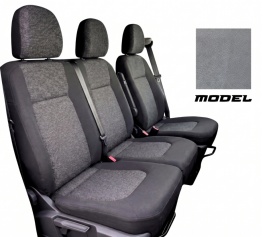 Set huse scaune auto fata 2+1 compatibile cu VW Crafter 2017->, material textil, negru cu gri, Van, Doka - Img 6