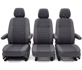 Set huse scaune auto fata 2+1 compatibile cu VW Crafter 2017->, material textil, negru, Van, Doka - Img 5