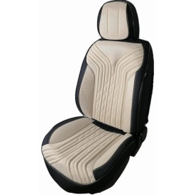 Set huse scaune auto universale Deluxetuning, material textil, negru cu crem, fata-spate, bancheta fractionata - Img 2