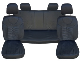 Set huse scaune auto, universale, fata-spate, bancheta fractionata, piele ecologica, negru