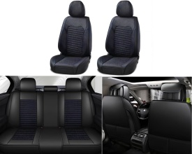Set Huse Scaune Auto, Universale, Lux, Piele Ecologica si Textil, Culoare Negru - Img 2