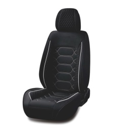 Set huse scaune auto universale, material textil negru cu dunga alba, fata-spate