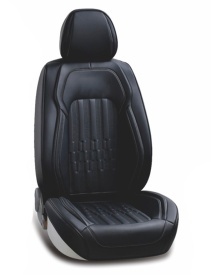 Set huse scaune auto universale, piele ecologica neagra, fata-spate - Img 2