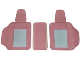 Set huse scaune auto universale, piele ecologica roz cu alb, Luxury, fata-spate - Img 2