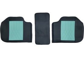 Set huse scaune auto universale, piele ecologica turcoaz cu negru, Luxury, fata-spate - Img 6