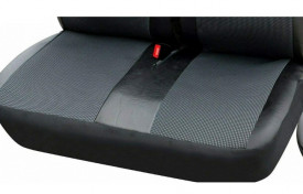 Set huse scaune autoutilitara 2+1 pentru fata culoare negru cu gri, piele ecologica cu textil - Img 6