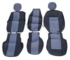 Set huse scaune autoutilitara 2+1 pentru fata culoare negru cu gri, material textil compatibil cu Renault Trafic 2014-2019 VAN - Img 4