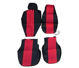 Set huse scaune autoutilitara 2+1 pentru fata culoare negru cu rosu, piele ecologica compatibil cu Opel Vivaro 2014-2019 VAN - Img 3