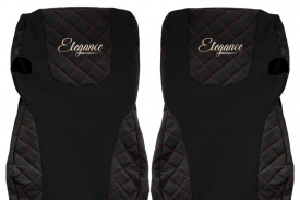 Set huse scaune camion compatibil cu DAF XF105 2012-> euro 6, Negru cusaturi rosii, piele ecologica cu velur - Img 2