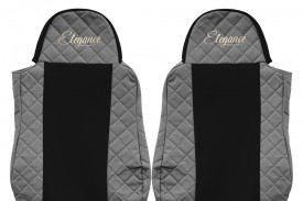 Set huse scaune camion compatibil cu DAF XF95 XF105 CF LF 1997-2013, Negru cu gri, piele ecologica cu velur - Img 2