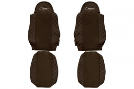 Set huse scaune camion compatibil cu MAN TGA TGL TGS TGM 2000->, maro, piele ecologica cu velur - Img 1