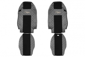 Set huse scaune camion compatibil cu Mercedes MP2/MP3 2002-2010, Gri, piele ecologica cu velur