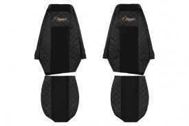Set huse scaune camion compatibil cu RENAULT PREMIUM II 2005-2013, Negru, piele ecologica cu velur