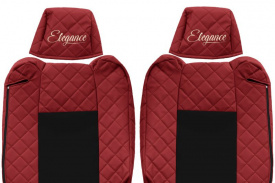 Set huse scaune camion compatibil cu RENAULT T 2014->, Rosu, piele ecologica cu velur, tetiere reglabile - Img 3